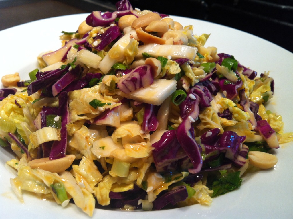 Cabbage Salad with Peanut Chili Maple Dressing