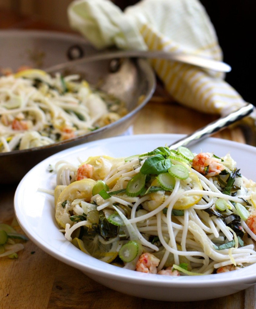 Light and Easy Spaghetti with Lemon, Fennel, Basil, and Langoustine