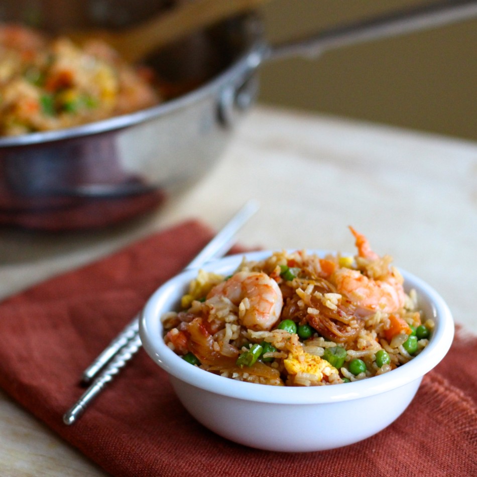 Shrimp Kimchi Fried Rice (gluten free, dairy free, soy free)