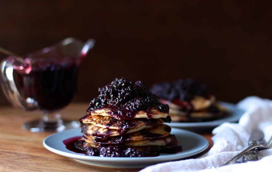Baked or Griddle – Lemon Pancakes with Blackberry Sauce, Two Ways (gluten free, dairy free, soy free, vegan)